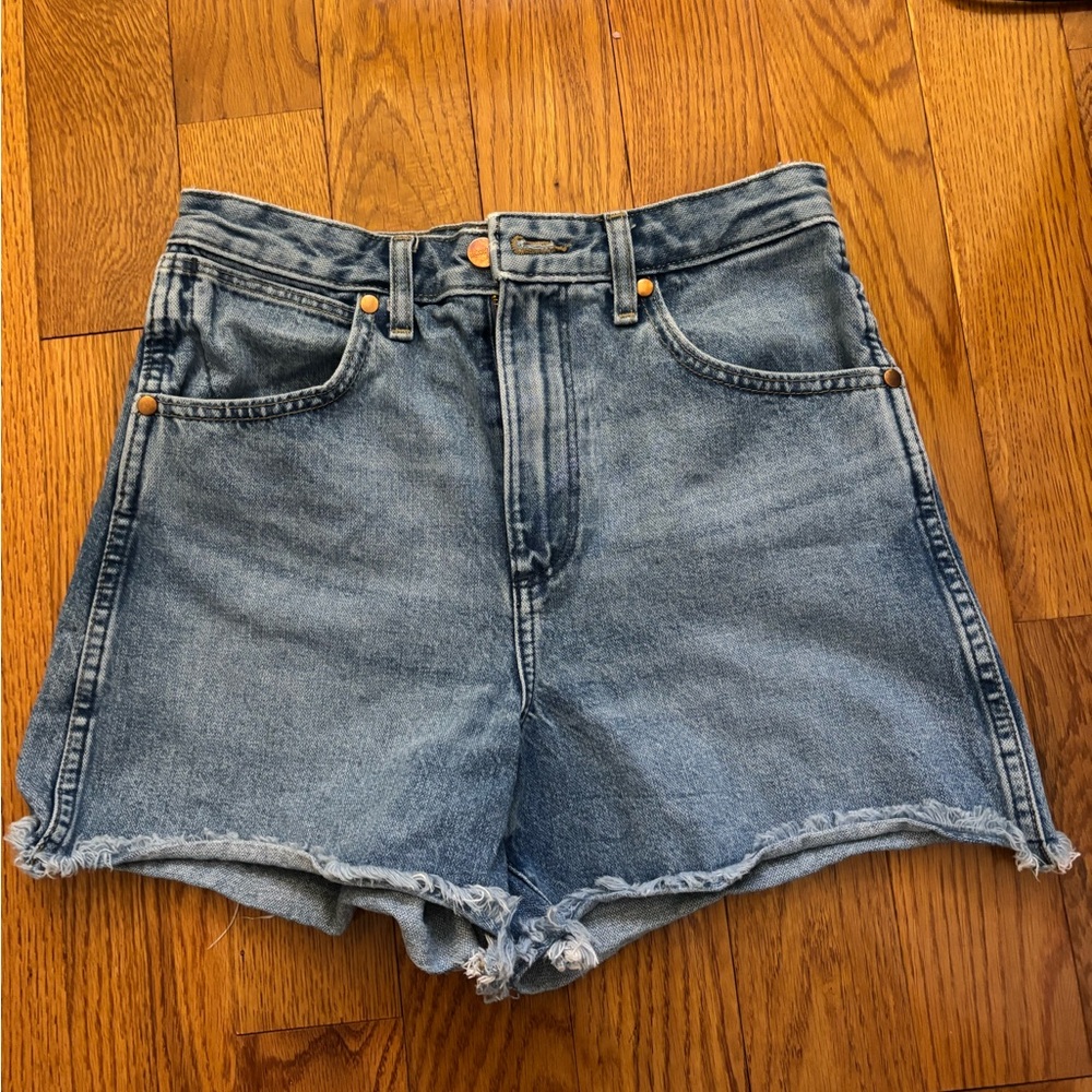 Wrangler Blue Denim High-Waist Jean Shorts